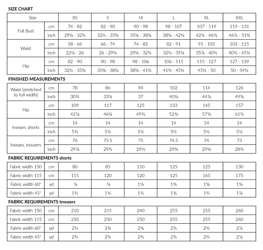 AULIO ELASTIC WAIST SHORTS & TROUSERS • PDF Pattern