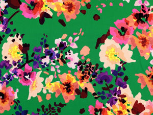 VISCOSE CREPE • BETTINA FLORAL • Emerald $52.00/metre