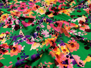 VISCOSE CREPE • BETTINA FLORAL • Emerald $52.00/metre