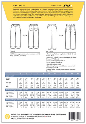 RIKA PANTS • Pattern