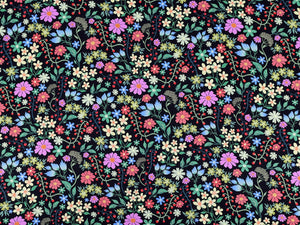 VISCOSE TWILL • GARDEN VINE • Black $45.00/metre