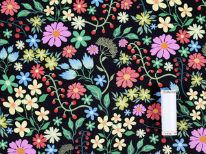 VISCOSE TWILL • GARDEN VINE • Black $45.00/metre