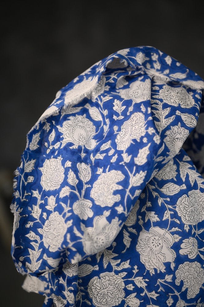 INDIAN COTTON • HAND BLOCK • Posy Flower $46.00/metre
