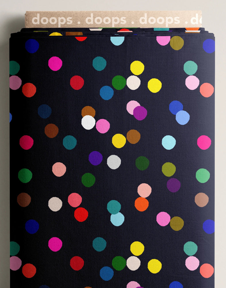 LINEN/COTTON BLEND • ICONIC CONFETTI • Dark Navy $46.00/metre