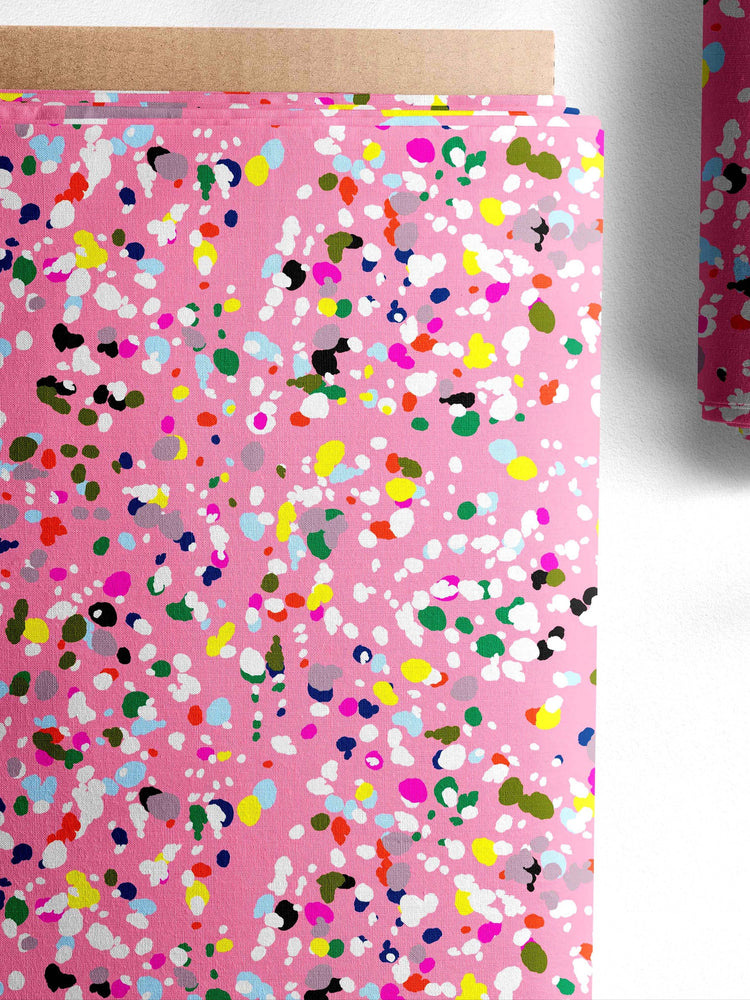 COTTON POPLIN • Pink Splat $39.00/metre