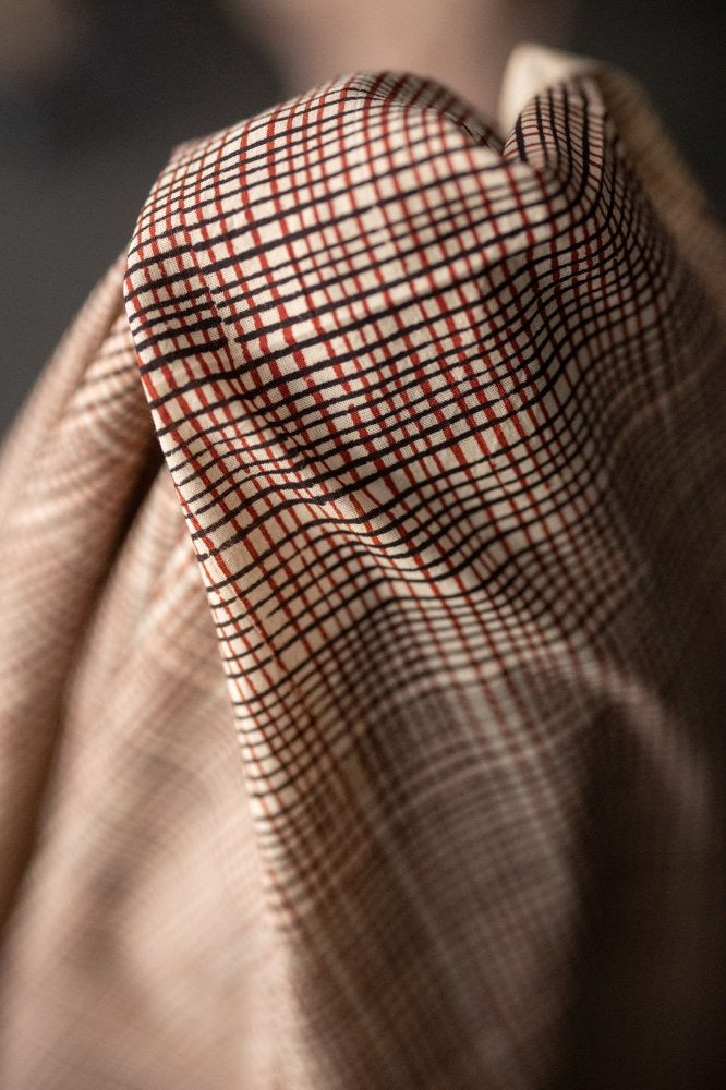 INDIAN COTTON • HAND BLOCK • Volt Red Black $39.00/metre
