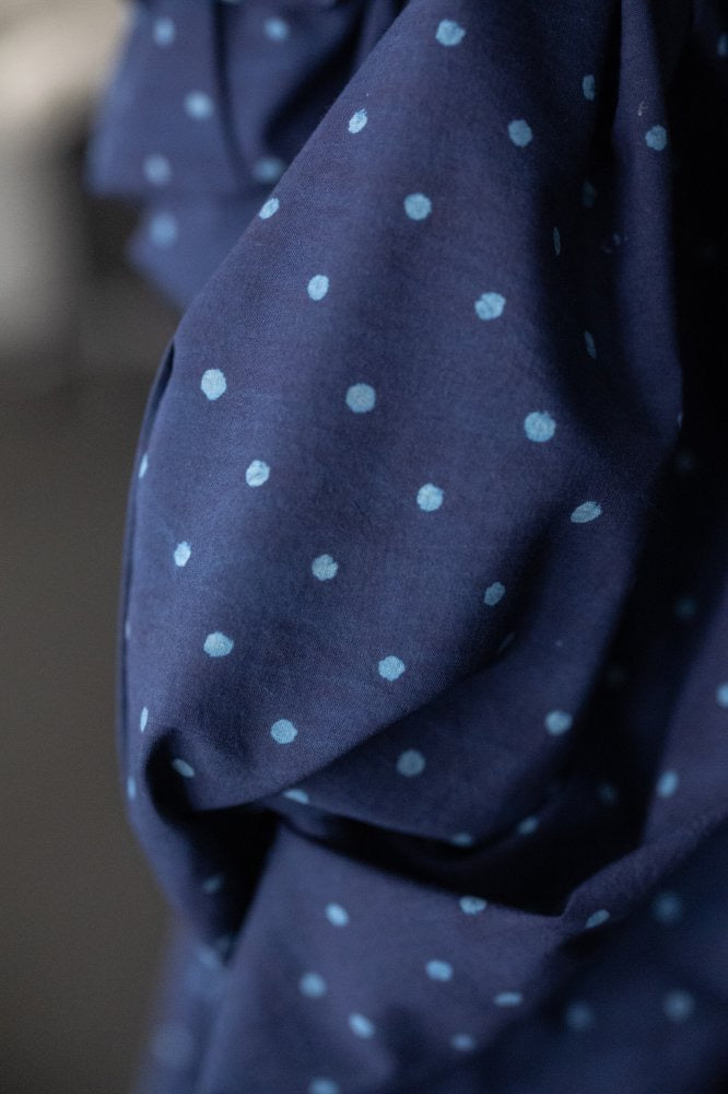 INDIAN COTTON • HAND BLOCK • Indigo Enoki $46.00/metre