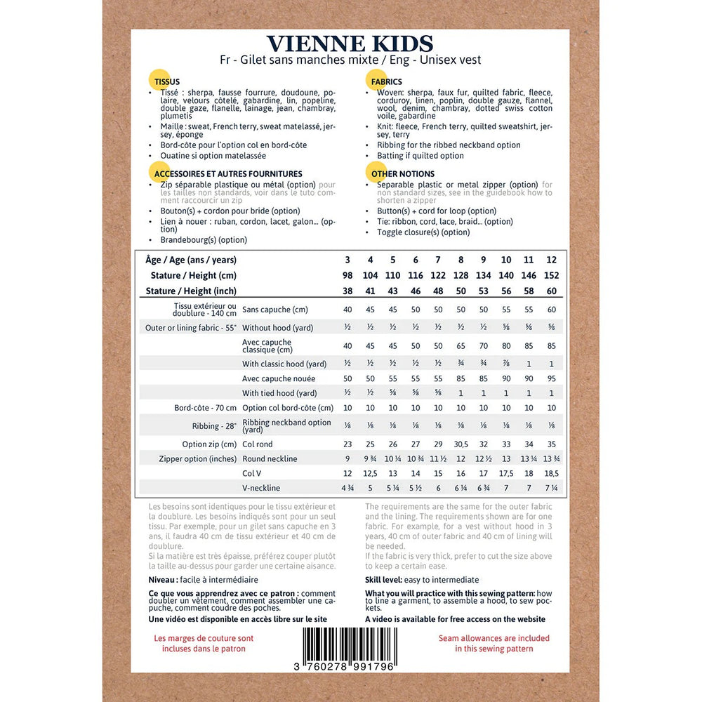 VIENNE Unisex Vest • Pattern