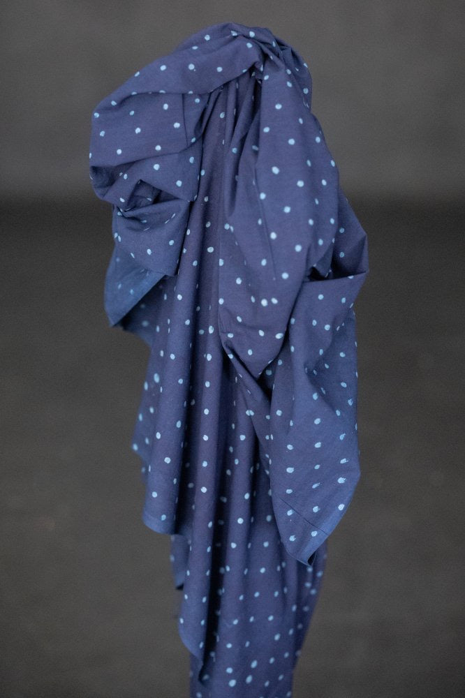 INDIAN COTTON • HAND BLOCK • Indigo Enoki $46.00/metre