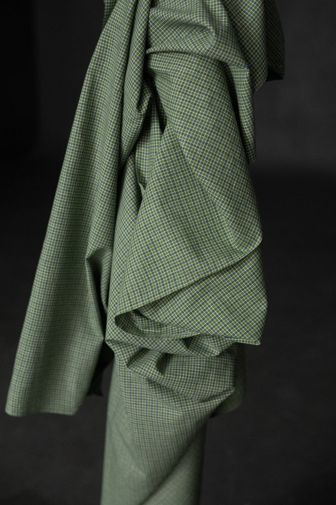 HANDWOVEN COTTON CHECK • Evergreen $52.00/metre