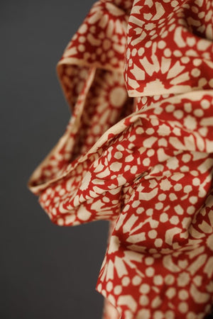 INDIAN COTTON • HAND BLOCK • Papercut Red $46.00/metre