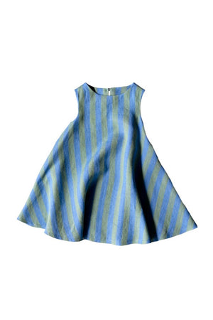 The Trapezette sewing pattern by Merchant & Mills sewn in Pastel Stripe Linen also by Merchant & Mills.