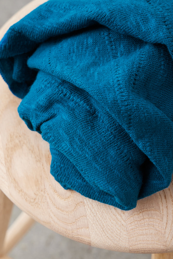 ORGANIC SLUB JACQUARD KNIT • Ocean $52.00/metre