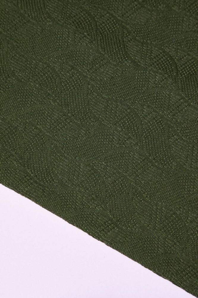 ORGANIC LEAF JACQUARD KNIT • Green Khaki • Remnant 84cm