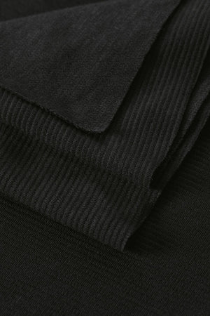 ORGANIC COTTON & WOOL BLEND KNIT •  OTTOMAN • Black • Remnant 115cm