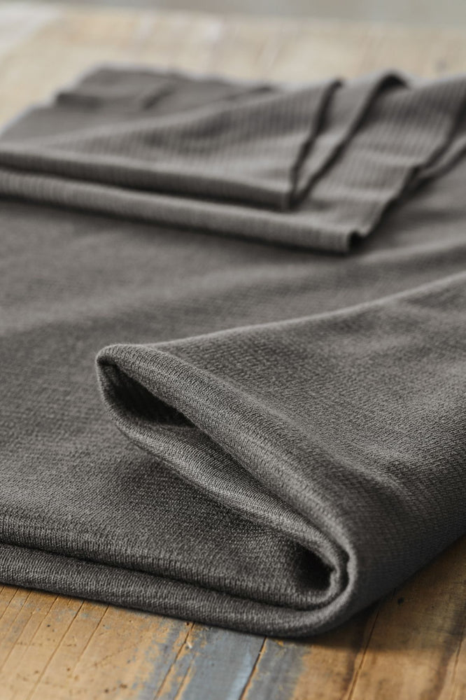 ORGANIC COTTON & WOOL BLEND KNIT • OTTOMAN • Calm Grey • Remnant 135cm